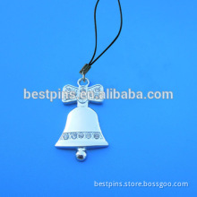 chrsitmas bell charm ornaments with crystal for mobile phone strap